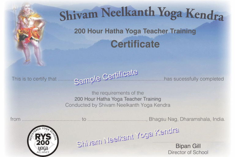 200-YTT Certificate Sample 200-YTT Certificate Yoga Alliance